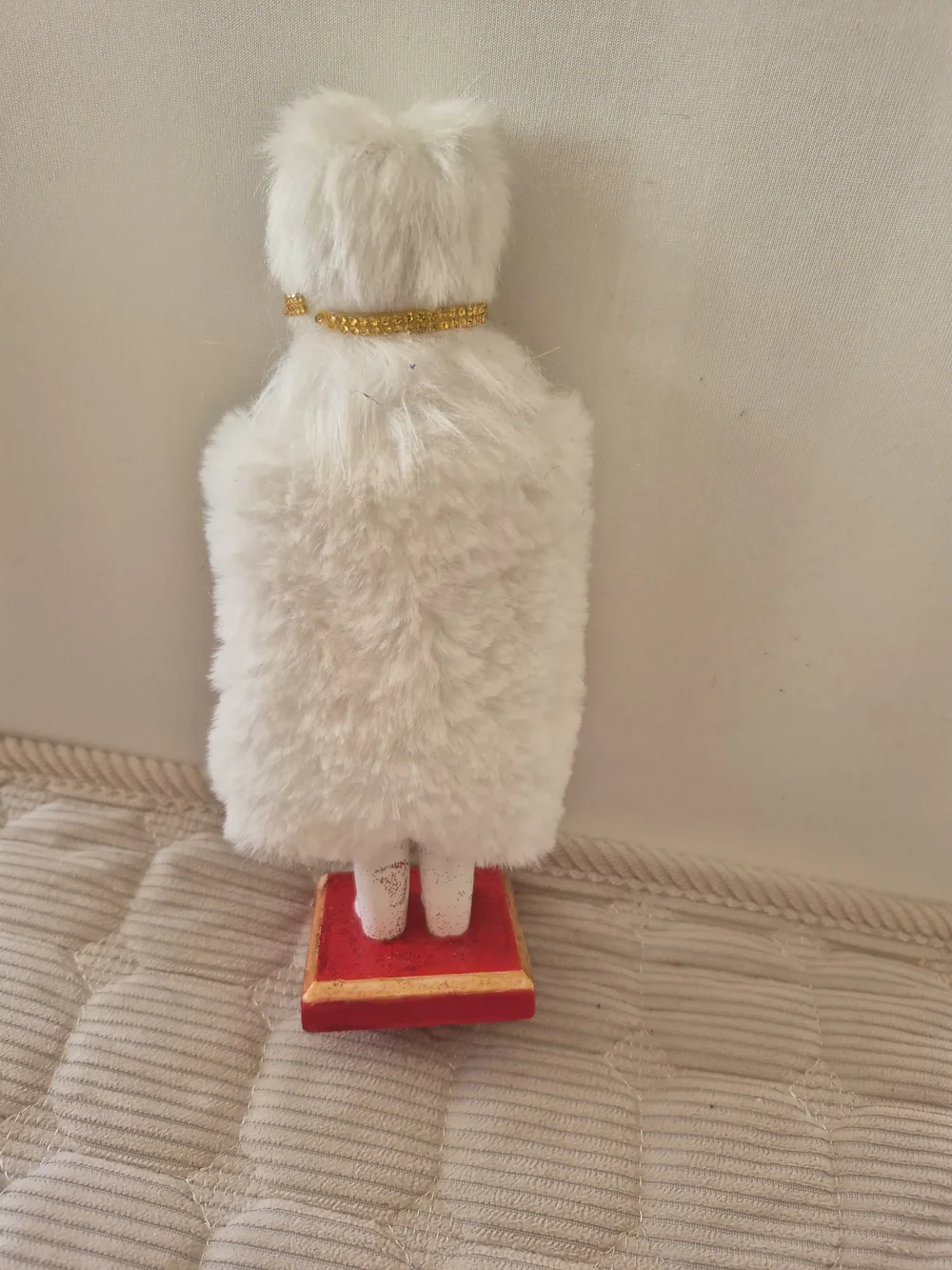 Festive Red Nutcracker Holiday Figurine with White Fur Trim